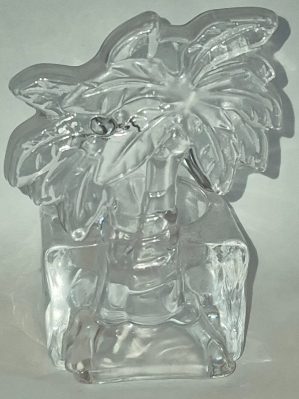 Studio Crystal Clear Glass Palm Tree Tealight Candle Holder Tropical Decor NEW